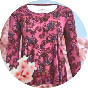 TORRID Plus Size Fit & Flare  Super Soft Skull &  Roses longsleeve top 3X